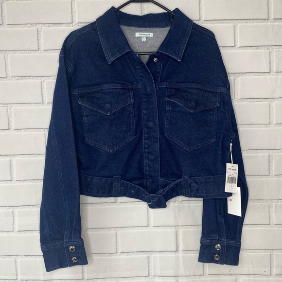 Good American belted denim Jacket size Large - Picture 2 of 8